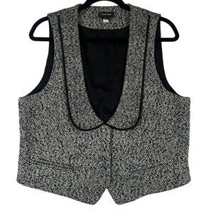 Spense Wool Blend Herringbone Vest Size L Preppy Old Money Scholarly Classic EUC